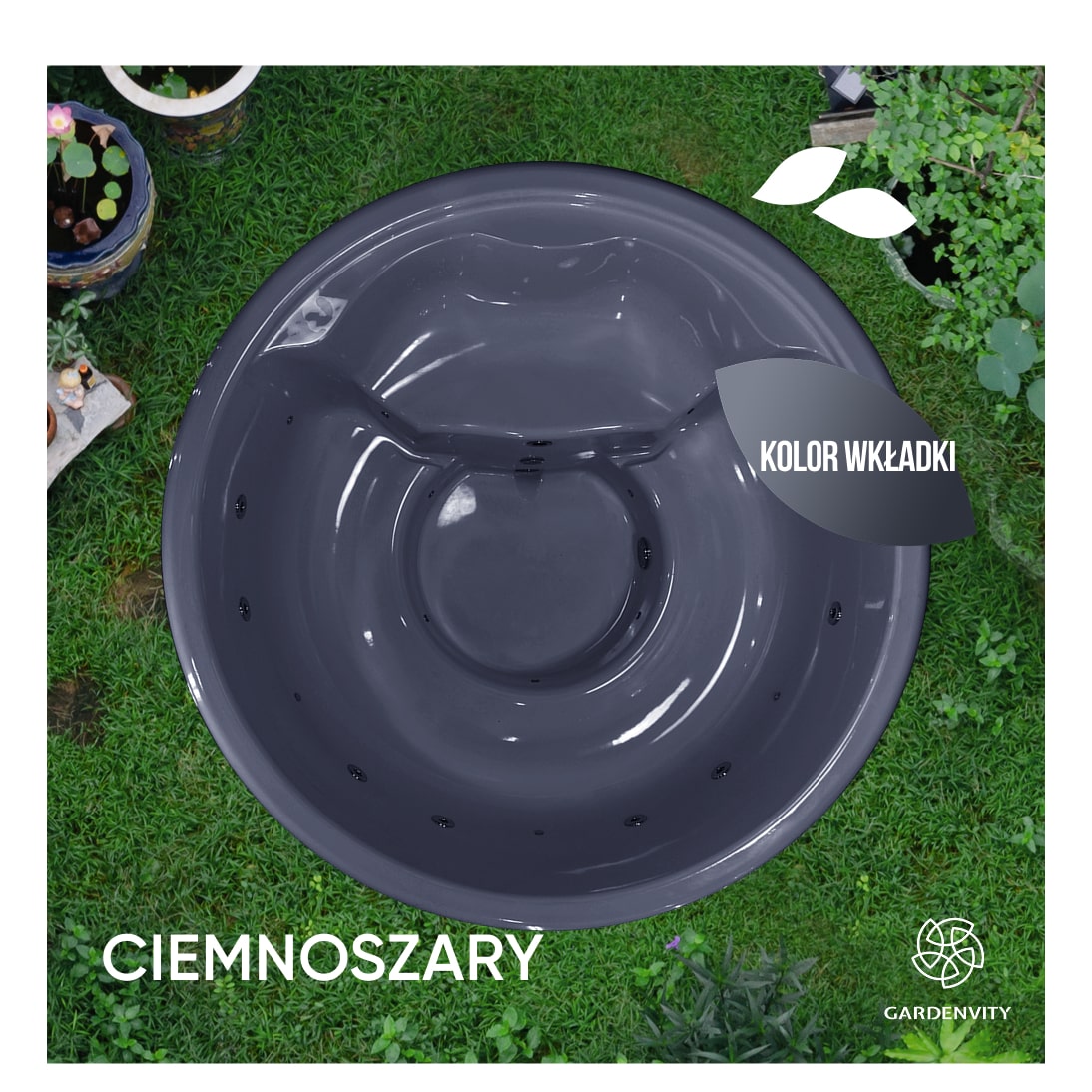 Wood fired hot tub | 16 hydro & 12 air jets | Grey fibreglass insert | for 4-6 Persons | Pre-configured