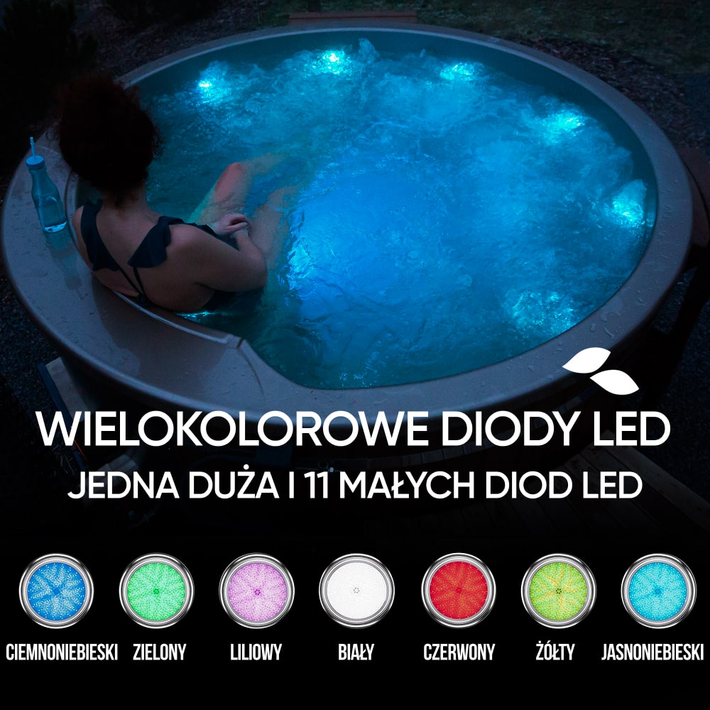 Wood fired hot tub | 16 hydro & 12 air jets | Grey fibreglass insert | for 4-6 Persons | Pre-configured