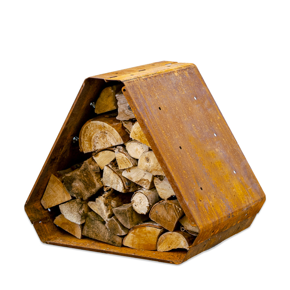 Stojak na drewno ze stali corten