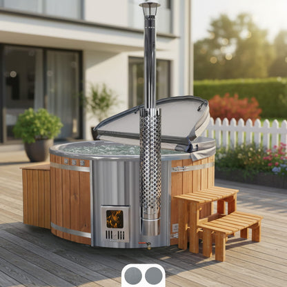Super oferta balia ogrodowa | zintegrowany piec na drewno | filtr piaskowy z lampą UV-C | 16 dysz hydromasażowych | dla 4–6 osób