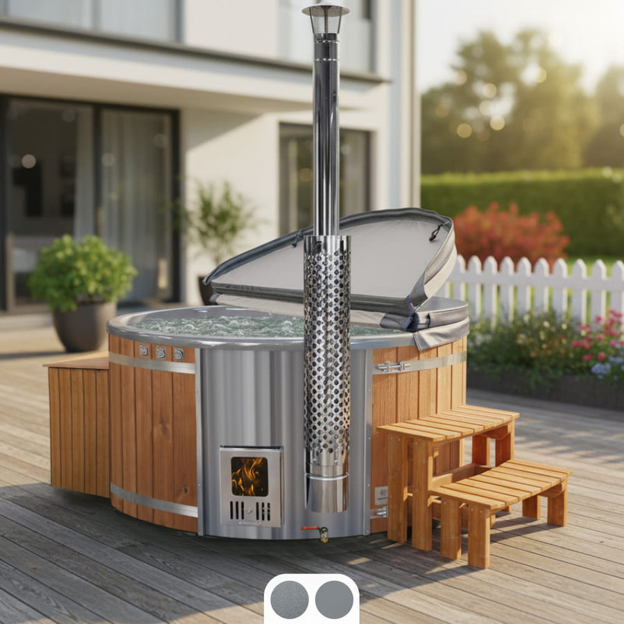 Super oferta balia ogrodowa | zintegrowany piec na drewno | filtr piaskowy z lampą UV-C | 16 dysz hydromasażowych | dla 4–6 osób