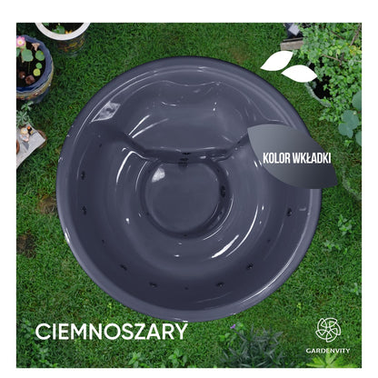 Wood fired hot tub | 16 hydro & 12 air jets | Grey fibreglass insert | for 4-6 Persons | Pre-configured