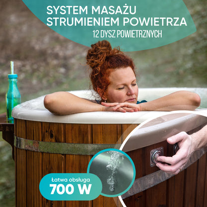 Balia ogrodowa owal dla 2 osób Nordic masaż | Szara wkładka | Skonfigurowana
