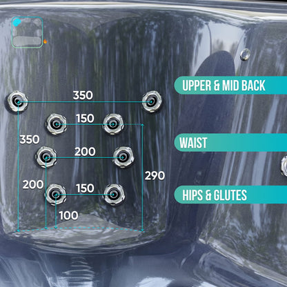 Premium Square Wood-Fired Hot Tub with 34 Hydro Jets & Reclining Lounger – Seats 6