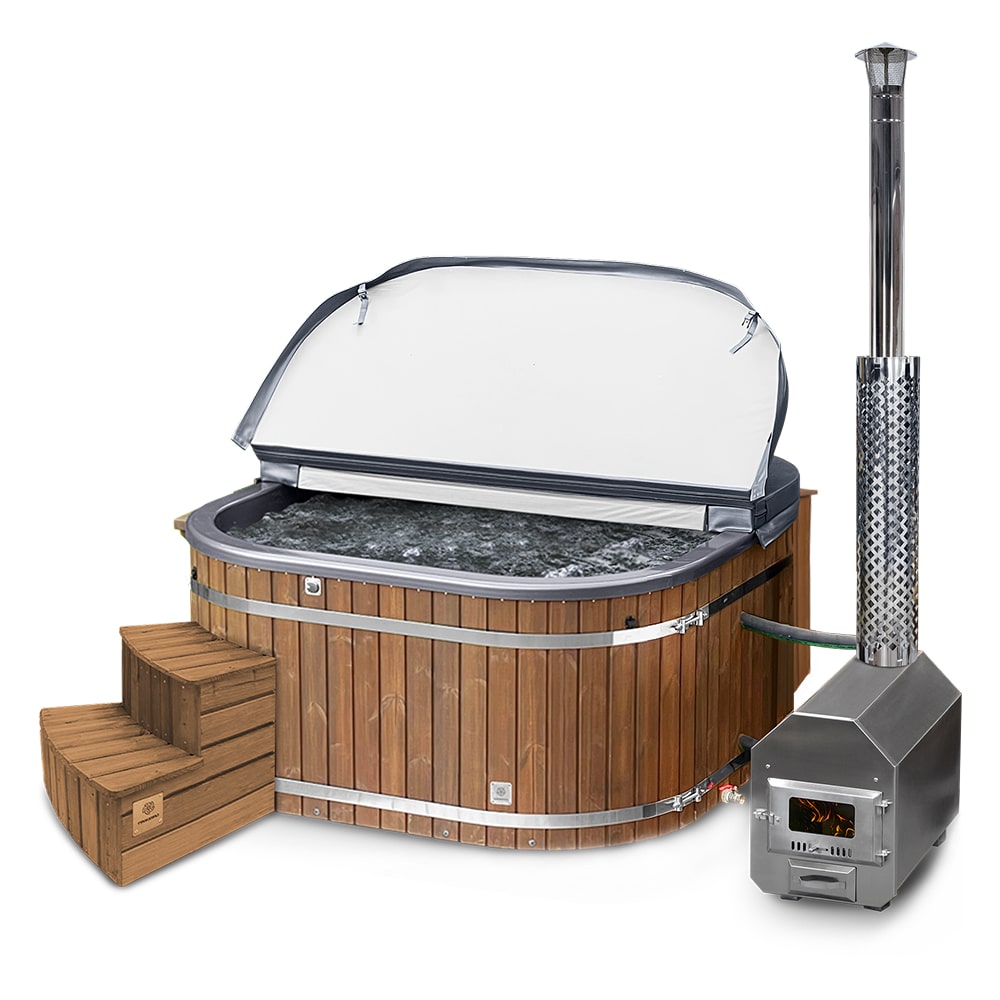 Premium Sand Filter Square Wood Fired Hot Tub | Optimal Configuration | External Heater