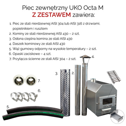 30 kW Stove external UKO Heater Octa M for hot tub | Length 700 mm