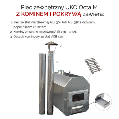 30 kW Stove external UKO Heater Octa M for hot tub | Length 700 mm