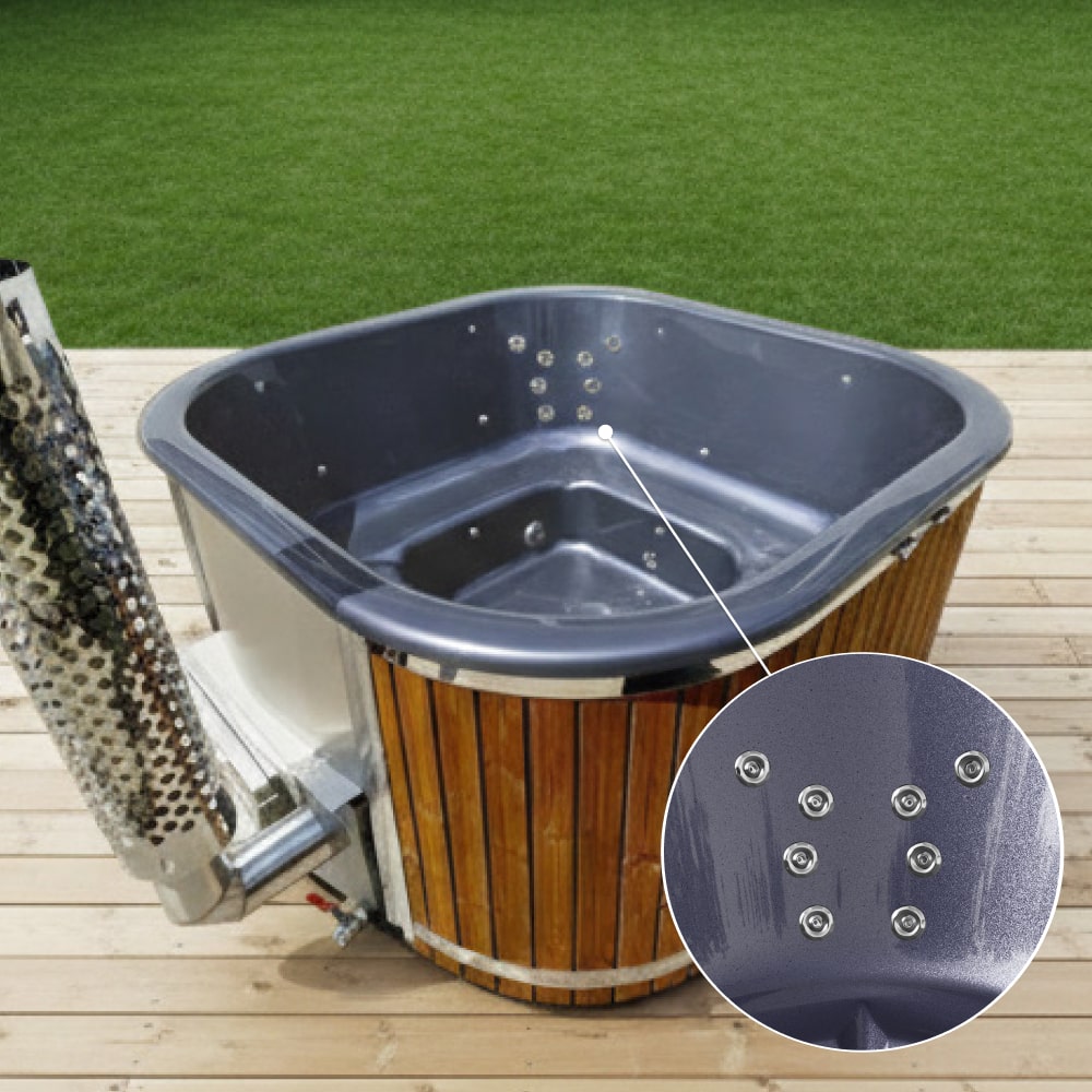 Kwadratowa balia ogrodowa z Premium filtrem piaskowym | Dla 4-8 osób | System hydromasażu 28 dysz