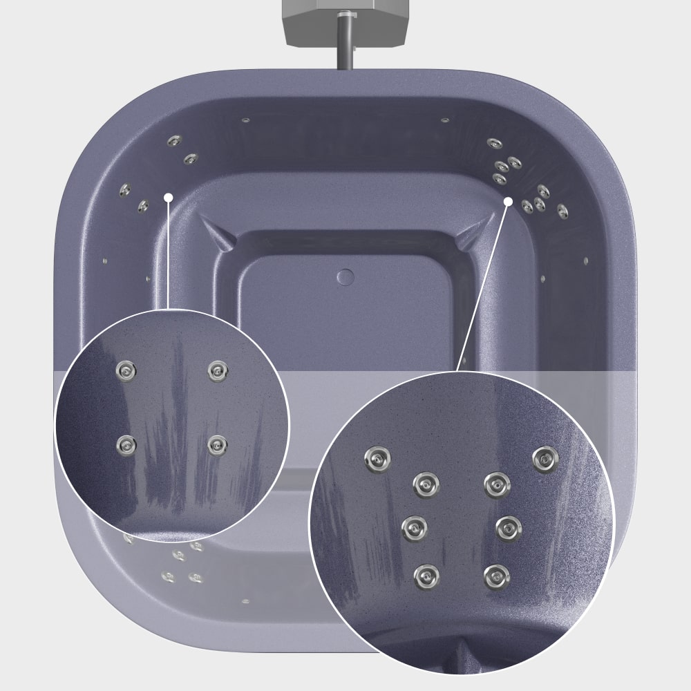 Kwadratowa balia ogrodowa 4-8 osób | 28 dysz hydromasażu | Premium filtr piaskowy | Piec zewnętrzny