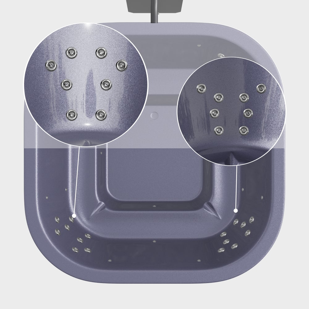 Kwadratowa balia ogrodowa 4-8 osób | 28 dysz hydromasażu | Premium filtr piaskowy | Piec zewnętrzny