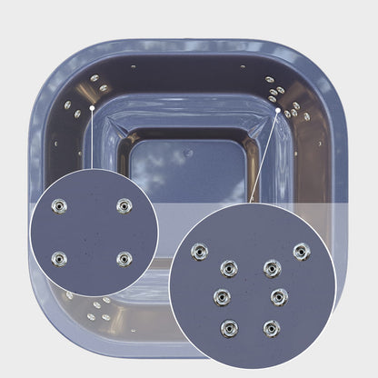 A closer view of the hydro jets in the corners of the gray square insert—8 jets on the right and 4 on the left