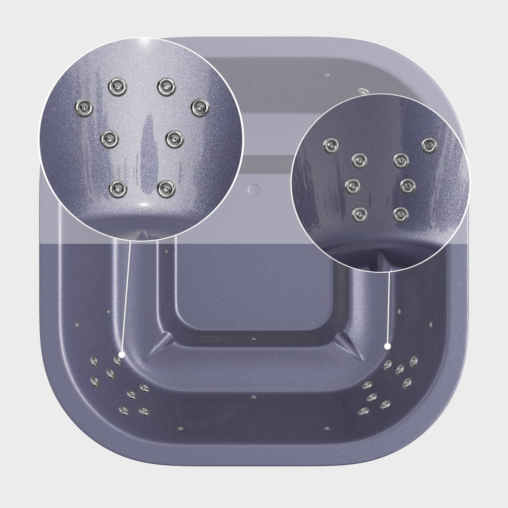 Kwadratowa balia ogrodowa z Premium filtrem piaskowym | Dla 4-8 osób | System hydromasażu 28 dysz