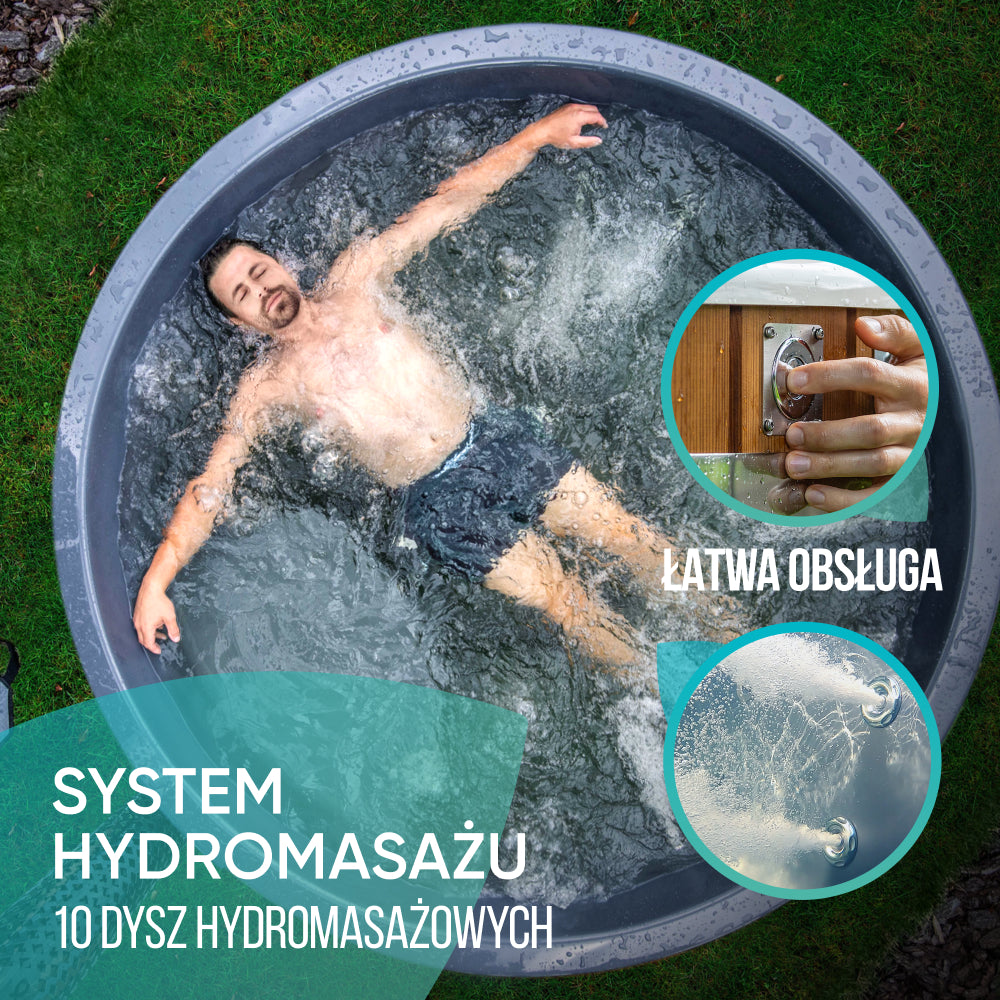 Balia ogrodowa | Masaż | Szara wkładka | Skonfigurowana