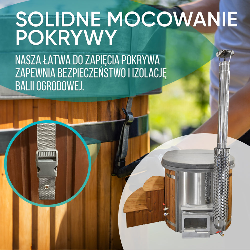 Balia ogrodowa owal dla 2 osób Nordic masaż | Szara wkładka | Skonfigurowana