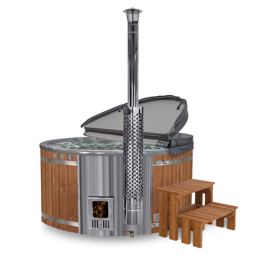 Super Offer Wood Fired Hot Tub with Hydro Jets and filter connections | 4–6 seater