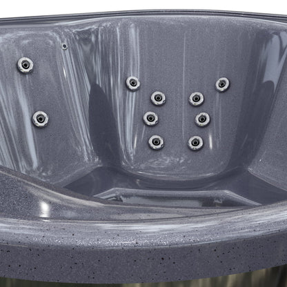 Premium Square Wood-Fired Hot Tub with 34 Hydro Jets & Reclining Lounger – Seats 6