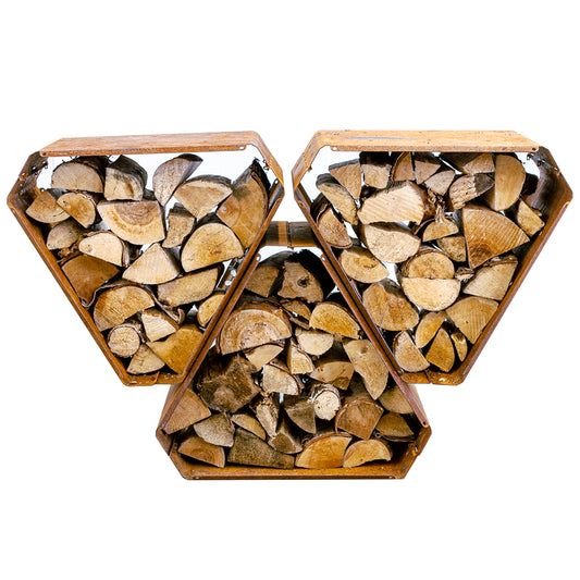 Stojak na drewno ze stali corten moduł 3 moduły